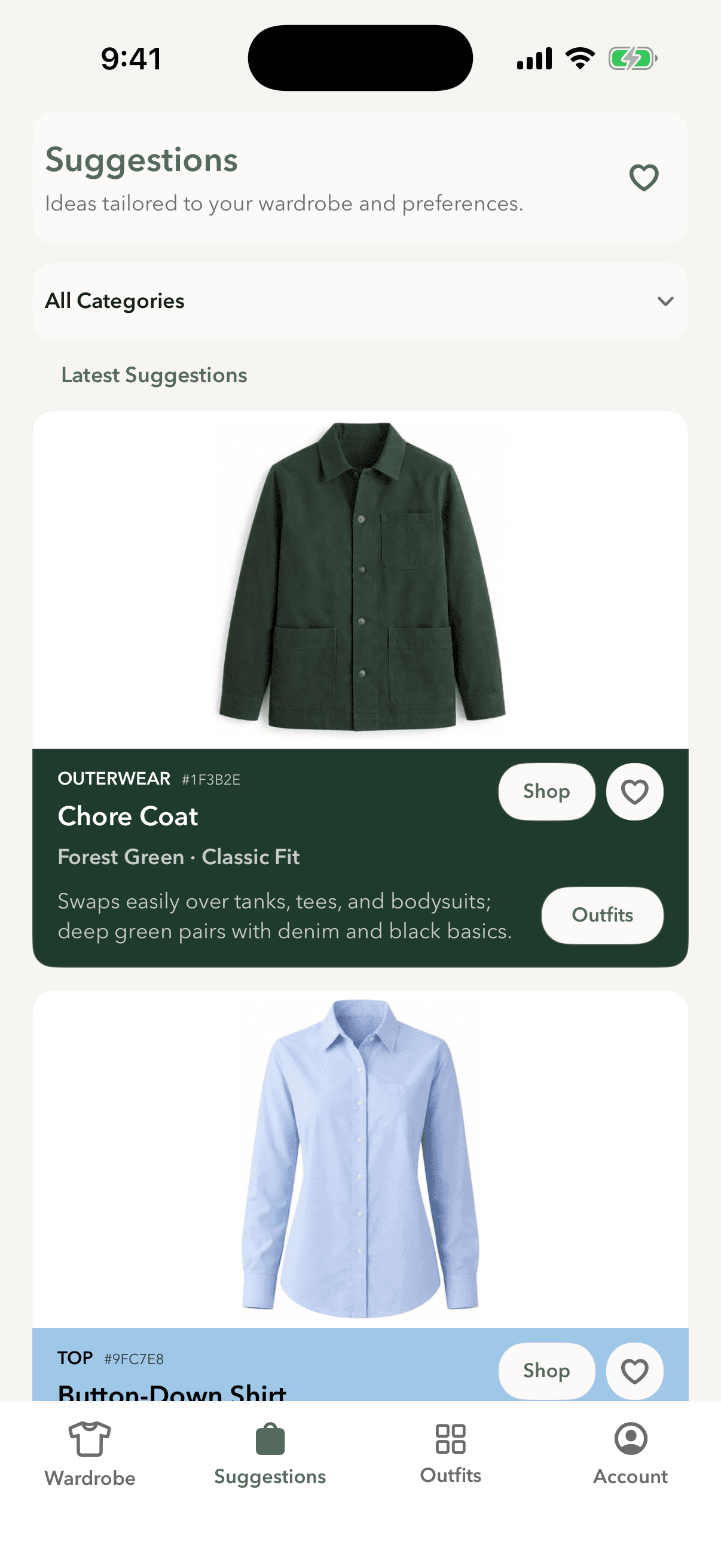 Womenswear style suggestions in Modera