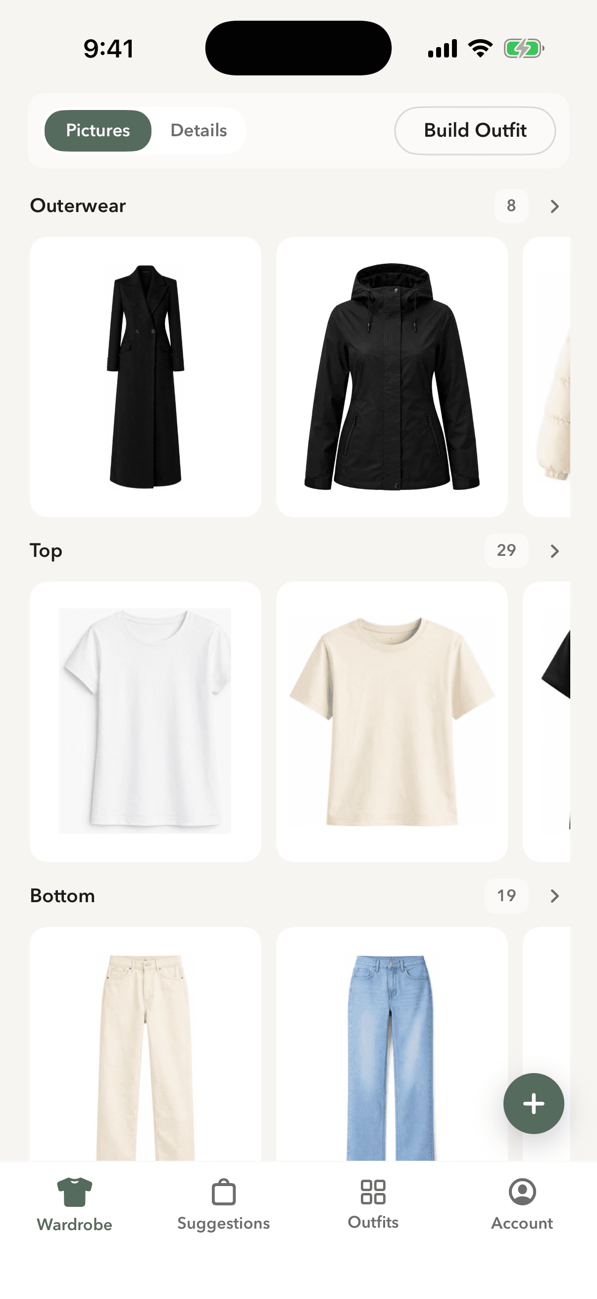 Modera womenswear wardrobe catalog screen
